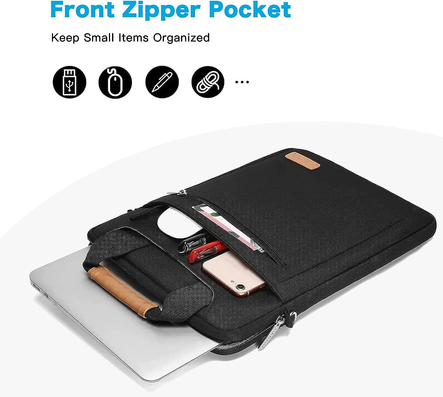 Mosiso 13.3 inch Laptop Shoulder Bag for MacBook Pro 14 inch 2023-2021 A2779 M2 A2442 M1, Vertical Laptop Briefcase with Zipper Pockets,Black