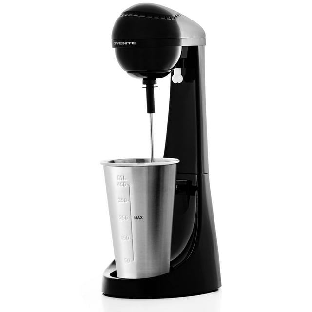 OVENTE Máquina Clásica para Hacer Batidos de 2 Velocidades con Taza Mezcladora de Acero Inoxidable de 15.2 Oz, Licuadora Mezcladora de Bebidas Compacta y Fácil de Limpiar para Leche Malteada, Helado S