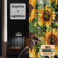 thumbnail image 3 of Sunflower Blackout Curtains for Bedroom/Living Room, Pinch Pleated Black Out Curtains, Rustic Brown Country Star Black Checkered Room Darkening Window Drapes with Hooks 2 Panels, 39"x70", 3 of 8