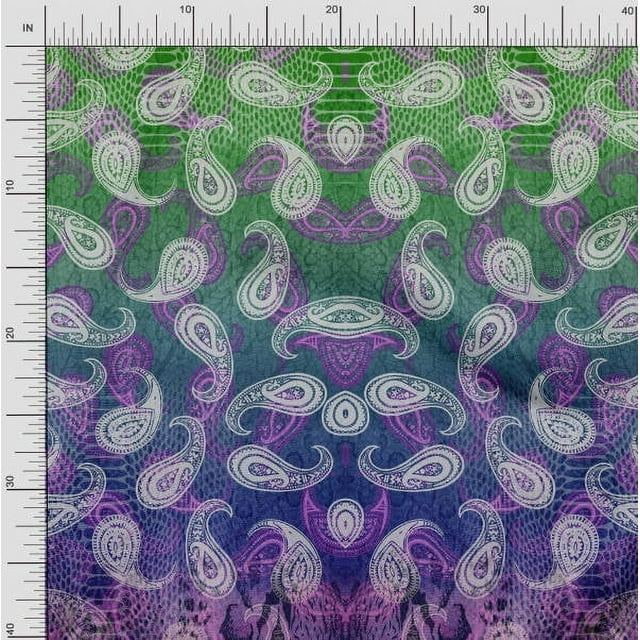 Soimoi Poly Georgette Fabric Paisley Panel Decor Fabric Printed Yard 52 Inch Wide