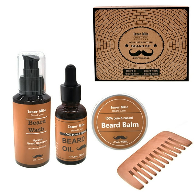 AIHOME Beard Oil Kit 100% Pure Natural Tea Tree Oil Beard Grooming Balm Wash Comb Nourishing Beard Set