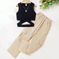 thumbnail image 2 of LUOGENLI Girl Summer Outfits Size 10-12 Skirt and Top 4th of July Girl's Outfits Cut out Sleeveless Ribbed Tank Top and Cargo Pants Set 10/12 Girls Summer Outfits 8-9 Years, 2 of 8