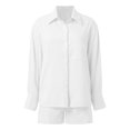 thumbnail image 6 of Riforla Women's Vacation Fashion Casual Suit Solid Color Summer Shorts and Shirt Top Two Piece Sets Lapel Shirt Sexy Suits Short sets White XL, 6 of 8