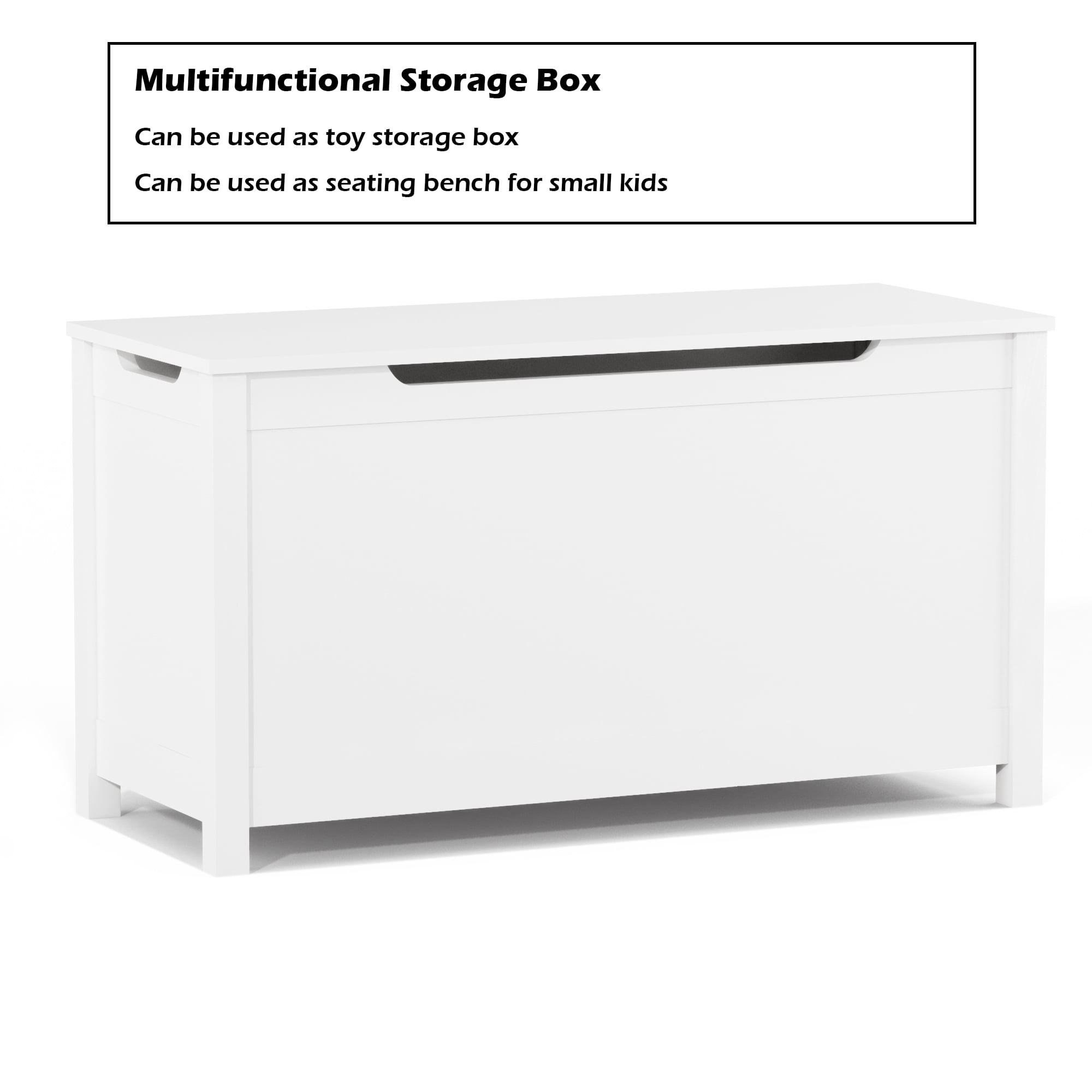 Bellemave Modern Kids Toy Storage Box with Safety Hinged Lid Wooden Storage Box Kids Sitting Bench Play room and Bedroom Storage Chest Toy Box for Children, Boys, Girls (White)