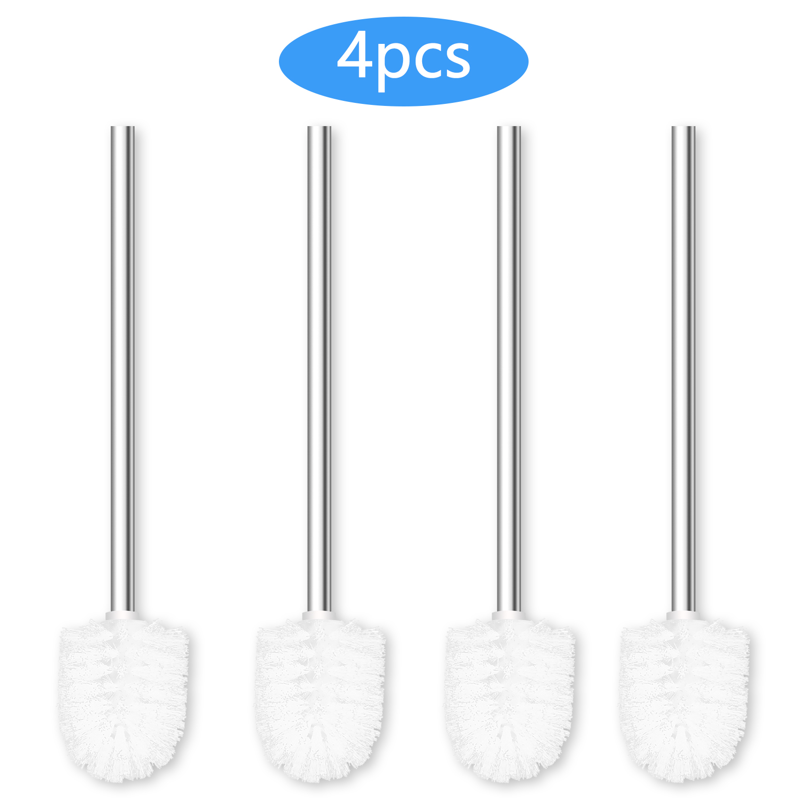 4 Pack Toilet Brush Replacement Brushes Sturdy White Brush Head