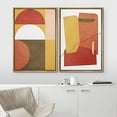 thumbnail image 3 of IDEA4WALL Framed Canvas Print Wall Art Multicolor Mid-Century Semi-Circle Polygon Collage Abstract Shapes Modern Boho Chic for Living Room, Bedroom, Office - 16"x24"x2 Natural, 3 of 5