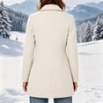 thumbnail image 5 of Women Coat Winter Casual Long Sleeve Solid Color Button Front Lapel Coat with Pockets Soft Loose Fit Cozy Outerwear for Office Wear, 5 of 6