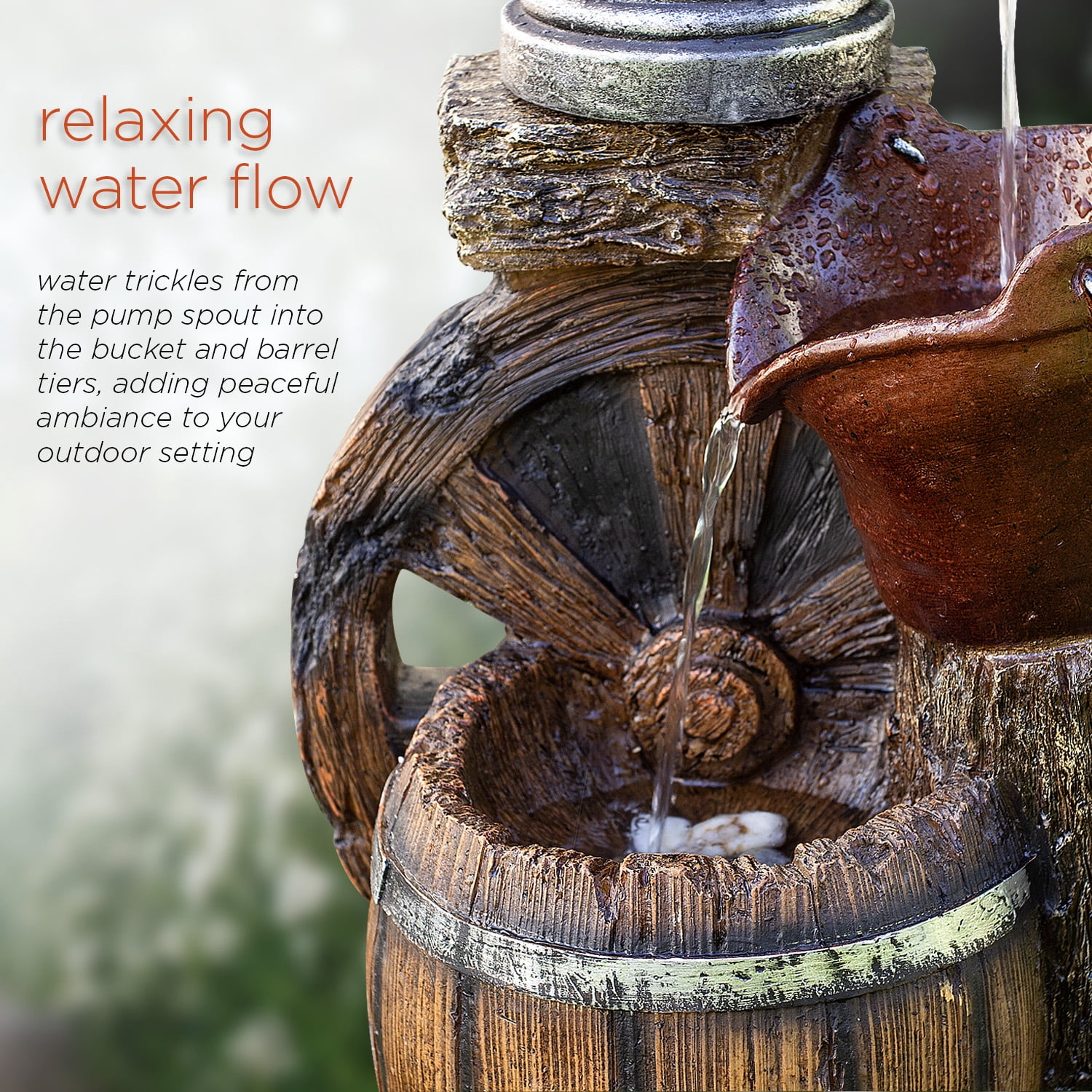 Alpine Corporation 24" Outdoor 3-Tier Old-Fashioned Pump Fountain