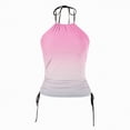 thumbnail image 6 of HCNTES Women's Tankini Top Swimsuit Tummy Control Swim Top Only High Neck Halter Tie Drawstring Bathing Suit Top Light Pink,S, 6 of 7