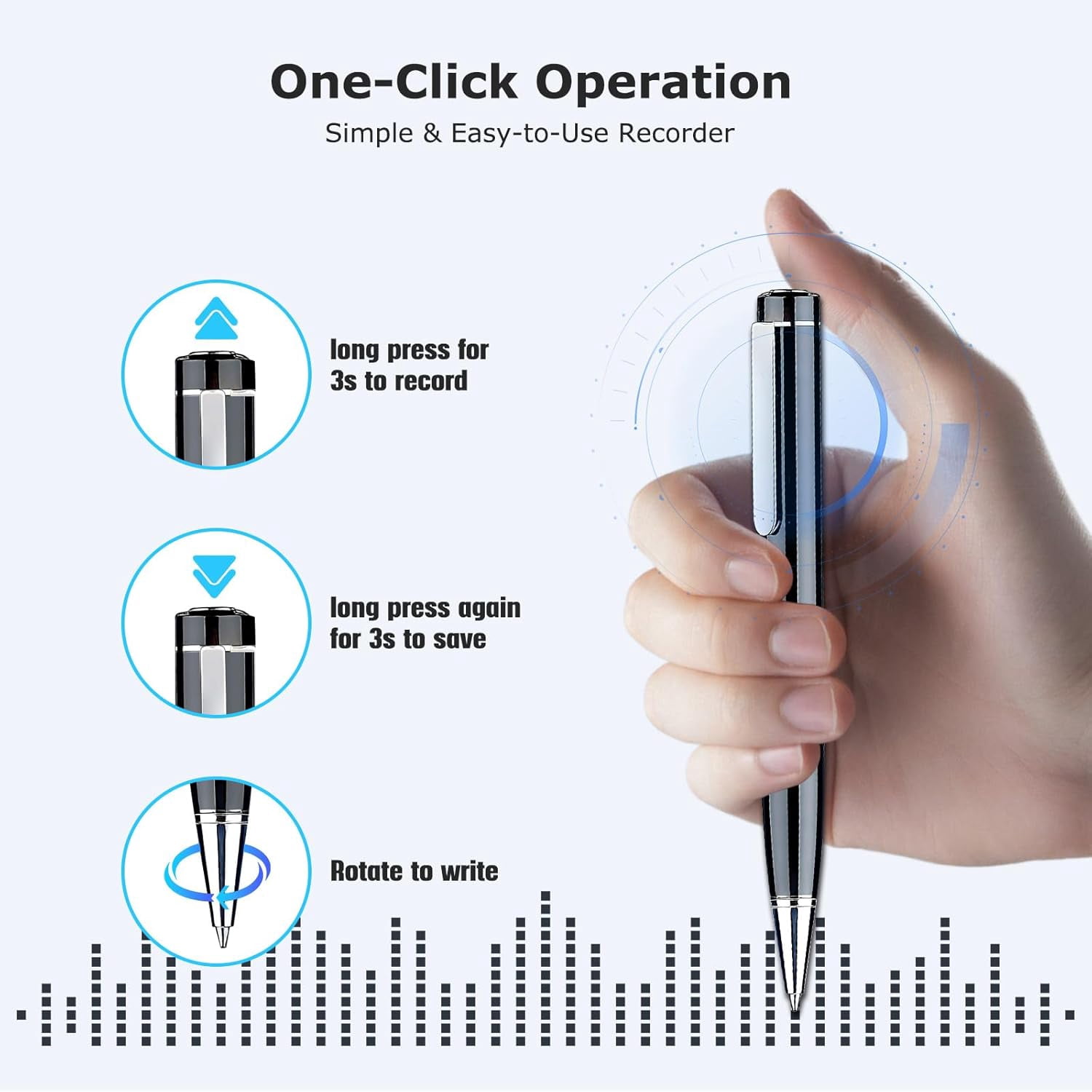 64GB Digital Voice Recorder, Audio Recorder Pen with 25H Battery Life, Playback & Voice Activation Recording Device, Voice Activated Recorder with AI Noise Reduction for Lectures/Meetings/Interviews