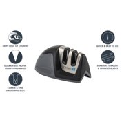 KitchenIQ 51420 | Edge Grip 2-Stage Knife Sharpener | 3 Pack | Coarse & Fine | Compact for Easy Storage | Stable Non-Slip Base | Soft Grip Rubber Handle | Straight & Serrated Knives, Black/Carbide