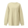 thumbnail image 4 of Vedolay Basic Sweatshirt for Women Plus Oversized Crew Neck Long Sleeve Pocket Sweatshirts Beige,S, 4 of 4
