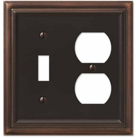 Cast Bronze Wall Register - Continental Aged Bronze Cast Single Toggle/Single Duplex Wallplate