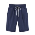 thumbnail image 1 of Bermudas con cordón elástico hasta la rodilla para mujer, pantalones cortos de verano, talla L, 1 of 5