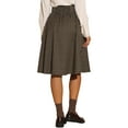 thumbnail image 3 of INSPIRE CHIC Plaid Skirts for Women's Vintage High Waist Double Belted A-Line Midi Skirt Brown XS, 3 of 5