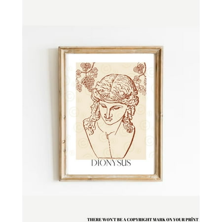 Dionysus Art, Bacchus Print, Greek God Poster, Greek Mythology Decor, 12 Olympian, Roman Gods, God Of Wine, Wine Lover Gift, Theather Major Wall Art, Modern Wall Decor, 8x12 UNFRAMED