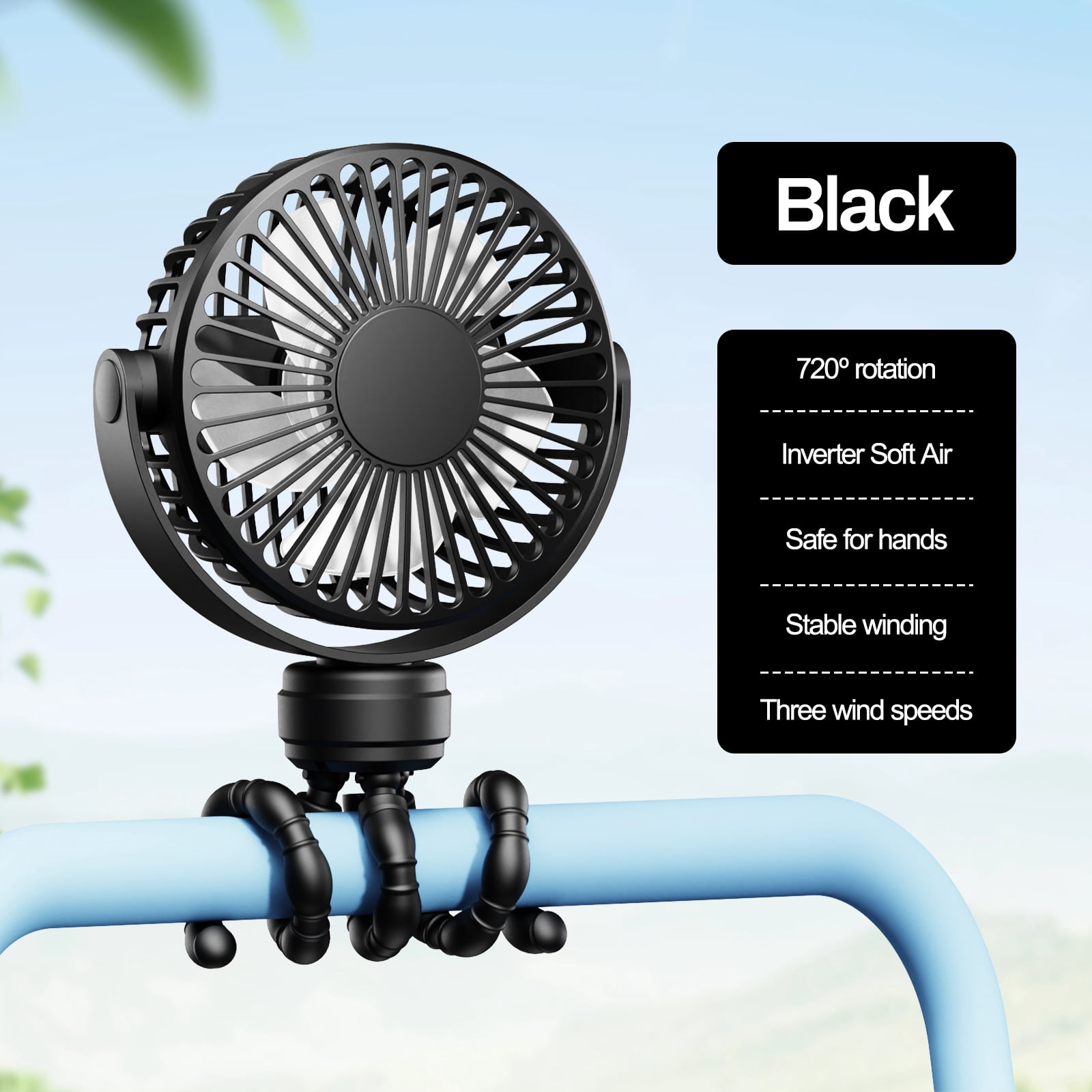 Portable Baby & Travel Stroller Fan with Flexible Octopus Tripod and Quiet Operation