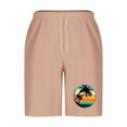 thumbnail image 4 of USNSM (S-5XL) Big and Tall Men's Summer Casual Short with Pocket Hawaiian Print Elastic Waist Drawstring Beach Shorts Pink XXXL, 4 of 5