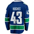 thumbnail image 3 of Men's Fanatics Quinn Hughes Blue Vancouver Canucks Home Breakaway Jersey, 3 of 3