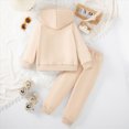 thumbnail image 6 of HFHAPW Boys Girls Sweatsuit 2 Piece Outfits Cozy Athletic Tracksuit Set Pullover Hoodie and Jogger Pants Kids Clothes(Khaki,5-6 Y), 6 of 9