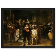 Rembrandt Night Watch Scene The Shooting Company Artwork Framed Wall Art Print A4