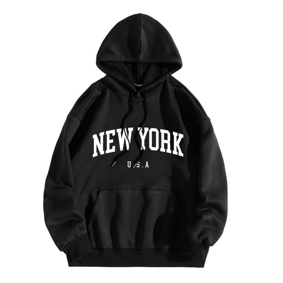 Men's Clothing Men Women Letter Graphic Hooded Print Hooded Collar Long Sleeve Sweatshirt Tops Mens Heavy Sweatshirts Oversized Zip up Hoodie Work Sweatshirt Never Broke Again Hoodie Comfort Black L