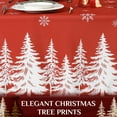 thumbnail image 4 of Christmas Tablecloth Rectangle 60x102 Inch, Winter Xmas Trees Red Table Cloth, Stain Resistant Farmhouse Fabric Table Cover for Holiday, Dinner, Party, 4 of 7