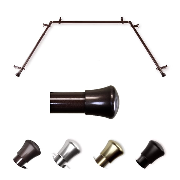 Domovina 13/16" Bay Window Curtain Rod-Color:Cocoa,Size:78-144"