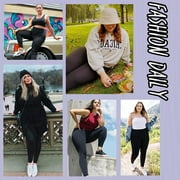 Nausy Womens High Waist Yoga Pants with Pockets Plus Size Leggings Tummy Control Workout Yoga Leggings Black