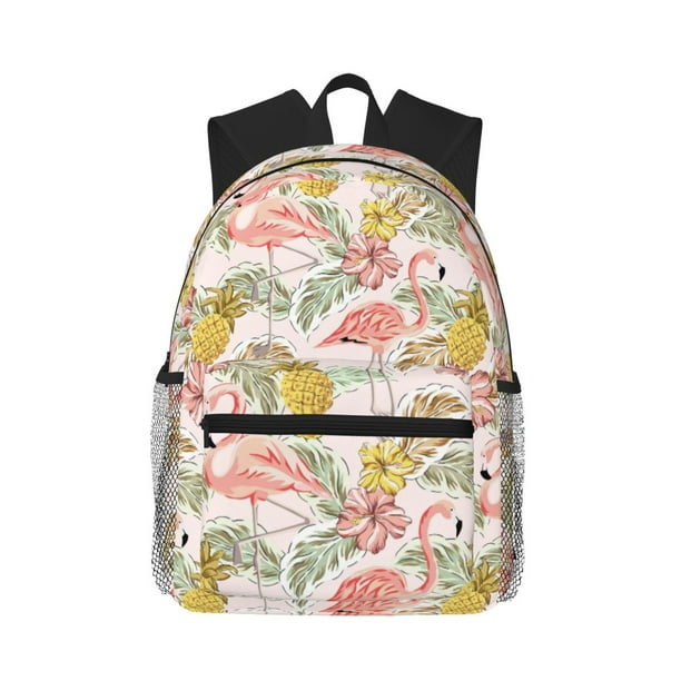Easygdp Tropical Pink Flamingo Pineapple Mochila Casual para Portátil, Mochila para Escuela, Viajes, Negocios