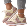 thumbnail image 3 of Women's Fashion Casual Sneakers, Lightweight Faux Leather Lace-Up Athletic Shoes with Metallic Trim for All Season Daily Comfort, 3 of 5