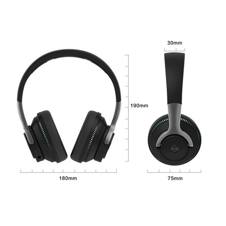 H2 Bluetooth-compatible 5.1 Headphone Colorful LED Lights Portable Foldable  Wireless Headset for Gaming