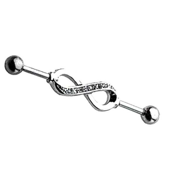 316L Surgical Steel, 14g Industrial Barbell with 1 3/8'' Length and Infinity Symbol Center