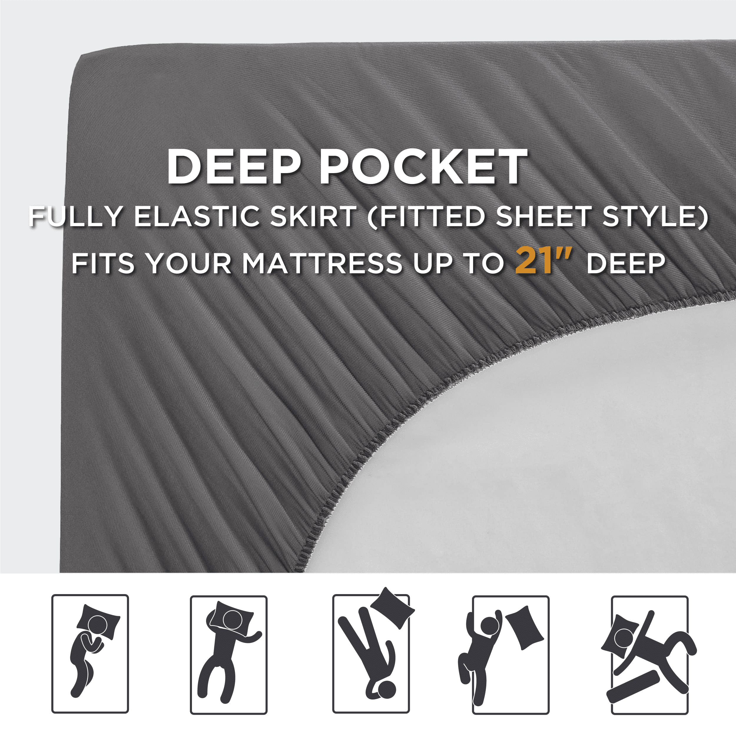 MERITLIFE Extra Thick Cooling Mattress Topper for Back Pain, 100% 400TC Waterproof Mattress Pad Cover - Down Alternative Pillow Top, Hotel Quality Hypoallergenic California King Size, Gray