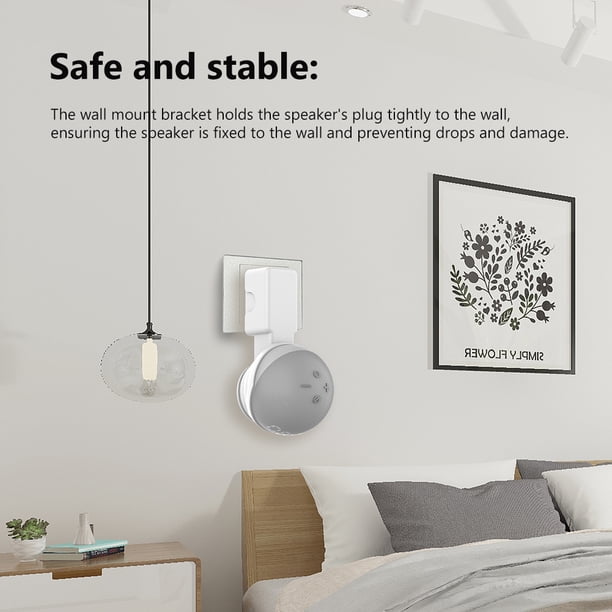 Soporte De Montaje En Pared De Salida Soporte de montaje en pared de toma de corriente que ahorra espacio para Amazon Echo Dot 5th/4th (blanco)