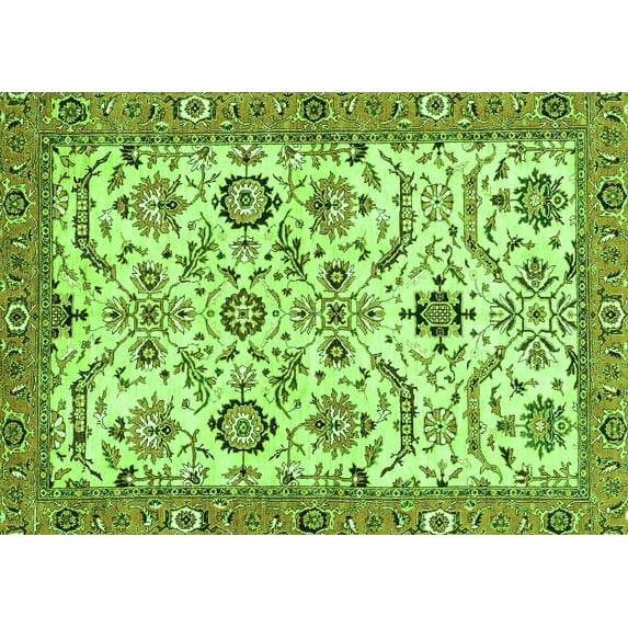 Ahgly Company Indoor Rectangle Abstract Green Modern Area Rugs, 2' x 4'