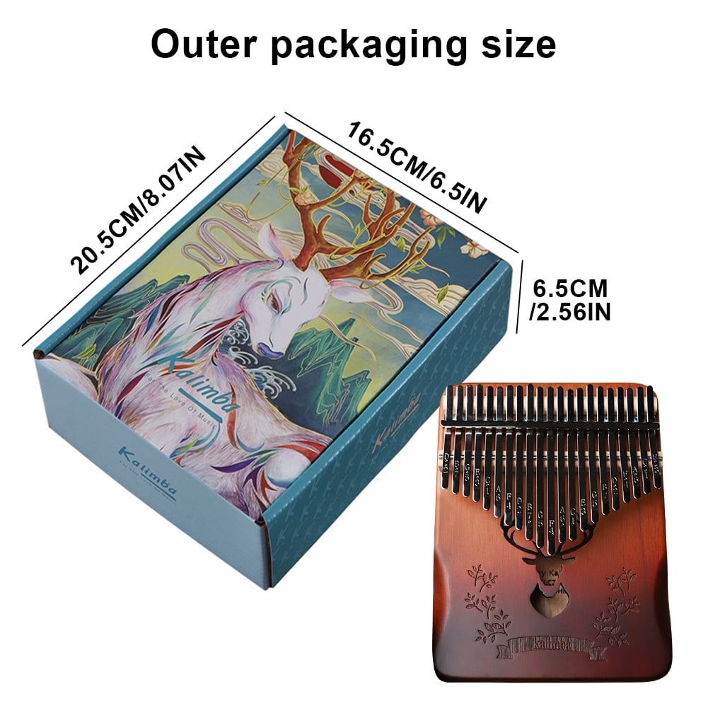 Kalimba 21 Keys Thumb Piano Portable Mbira Finger Piano Sport Supplies (Gradient Forest Deer)