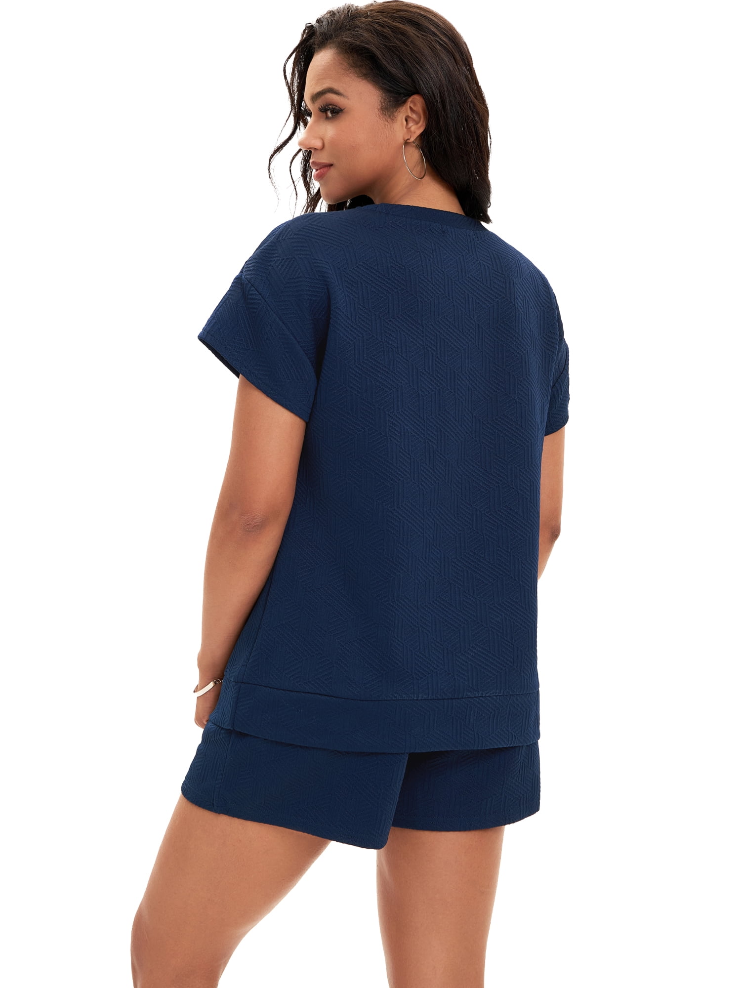 DARING DIVA Women's Summer 2 Pieces Outfits Short Sleeve Tops Shorts XL Royal Blue