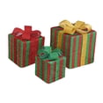 thumbnail image 1 of 3 Pcs Boîtes Cadeaux de Noël Éclairées à LED pour Vacances Extérieur Intérieur Rayures Rouges et Vertes, 1 of 9