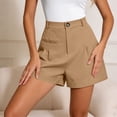 thumbnail image 3 of cocolona Womens Summer Casual High Waist Bermuda Shorts Elastic Button Waist Wide Leg Beach Shorts with Pocket, 3 of 5