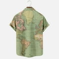 thumbnail image 5 of Mens Short Sleeve Hawaiian Tshirt World Map Print Button Up Tee Shirt Casual Bowling Shirt Lapel Beach Pocket Top, 5 of 6