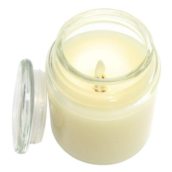 Luminara 02359 - 3.5" x 5.5" Ivory Vanilla Scent Battery Operated Real Flame Effect LED Wax Candle Mason Jar with Timer