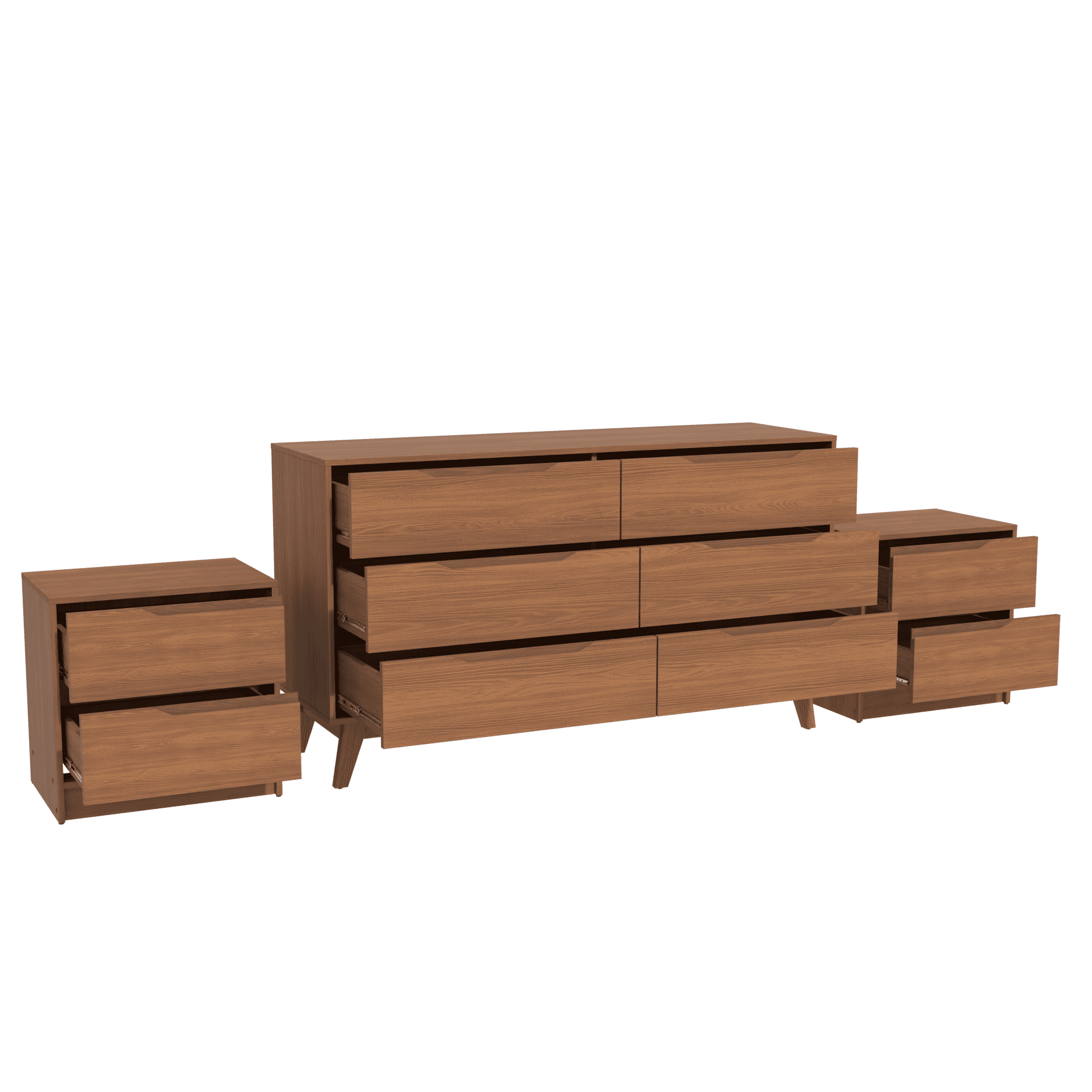 Kappesberg Bedroom Furniture Set with 6-Drawer Dresser and 2 Nightstands Golden Oak – Modern Storage Combo