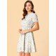thumbnail image 2 of Vestido con Botones y Cuello En V con Estampado Floral Allegra K Blanco L, 2 of 6