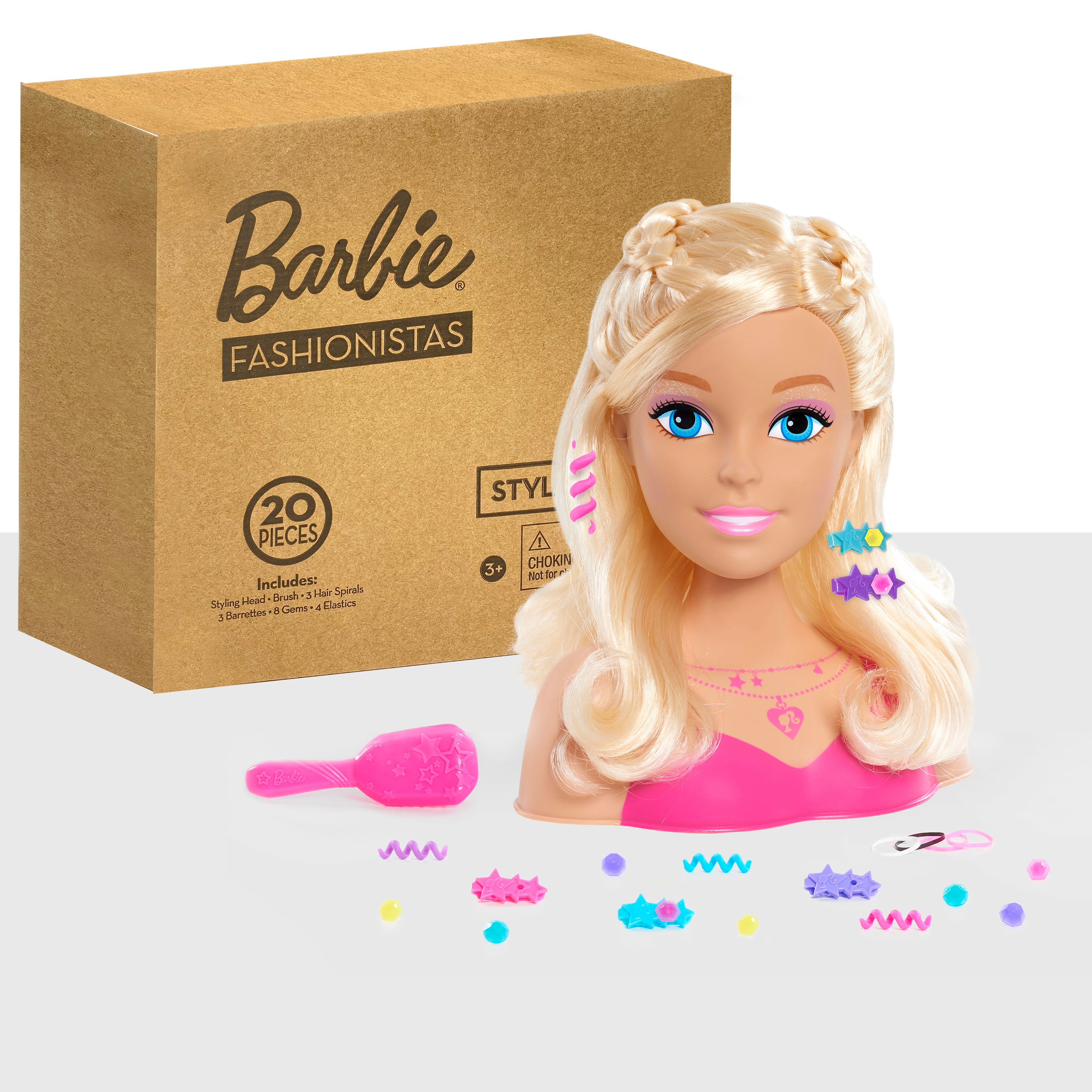 Just Play Barbie Deluxe 20-Piece Glitter and Go Styling Head 