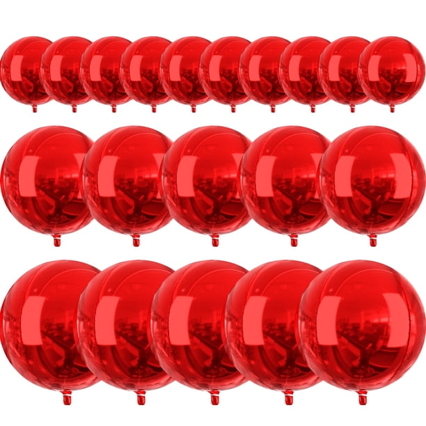 Globos de aluminio PartyWoo rojos, 20 unidades, diferentes tamaños, con cinta