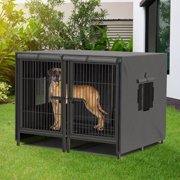 BingoPaw Heavy Duty Metal Dog Crate with Cover, Divider & Tray, 51.5L x 39.3W x 39.3H