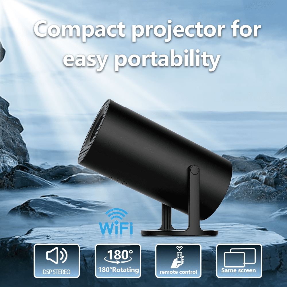 Portable Mini Projector with 4K Compatible, Native 480P, Home Video Projector with WiFi & Bluetooth