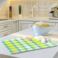 thumbnail image 5 of FREEAMG Dish Drying Mat Blue Yellow Plaid Microfiber Absorbent Drying Pad Heat Resistant Kitchen Island Countertop Protector 18"× 24", 5 of 6