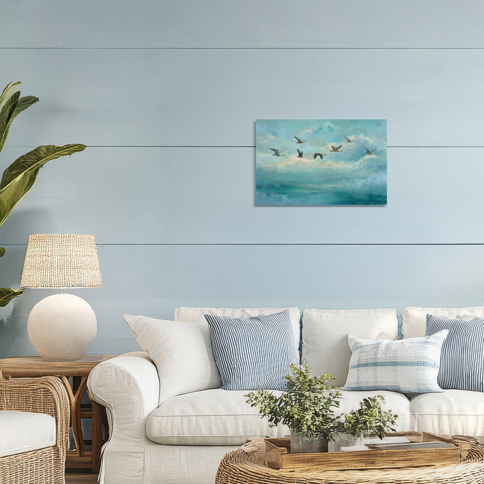 Stupell Industries Blue Skies Geese Canvas Wall Art, design by Petal Prints Design